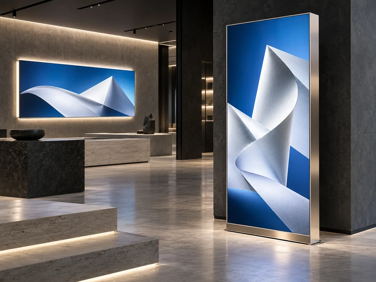Concept visualization of an illuminated advertising lightbox in a retail space